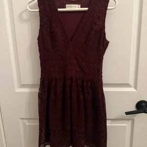 Elegant Burgundy Lace Dress Abercrombie